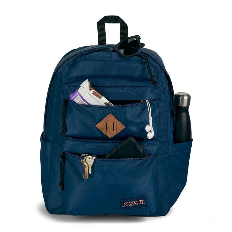 Plecak Na Laptopa JanSport Double Break Plecaki Granatowe | MPLFT76997