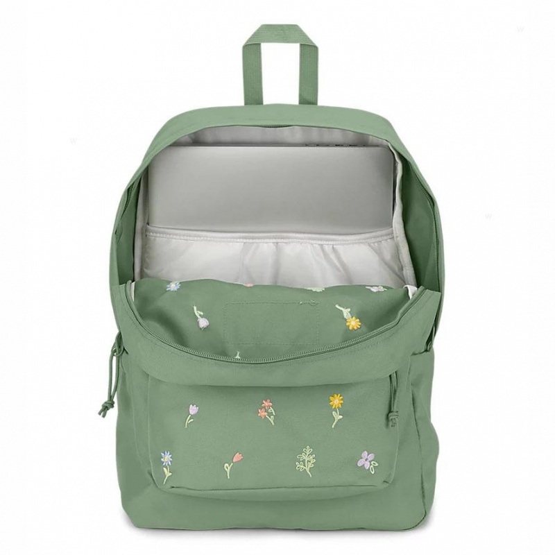 Plecak Na Laptopa JanSport EMBROIDERED BLOSSOM BUNDLE Plecaki Zielone | GPLUC93844