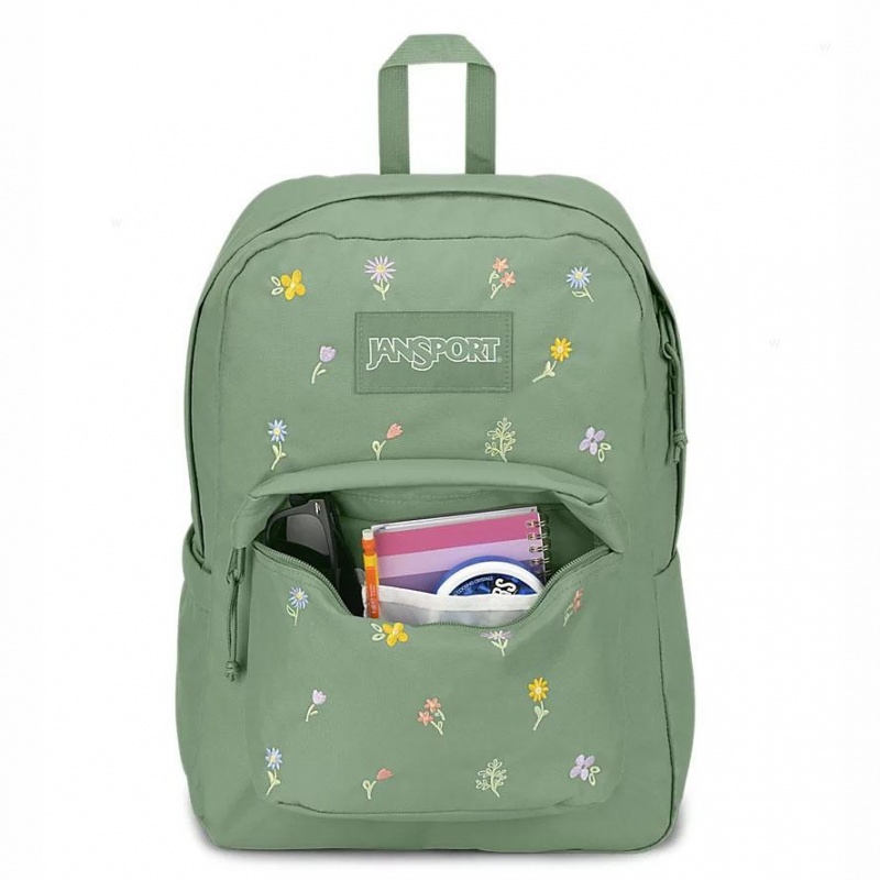 Plecak Na Laptopa JanSport EMBROIDERED BLOSSOM BUNDLE Plecaki Zielone | GPLUC93844