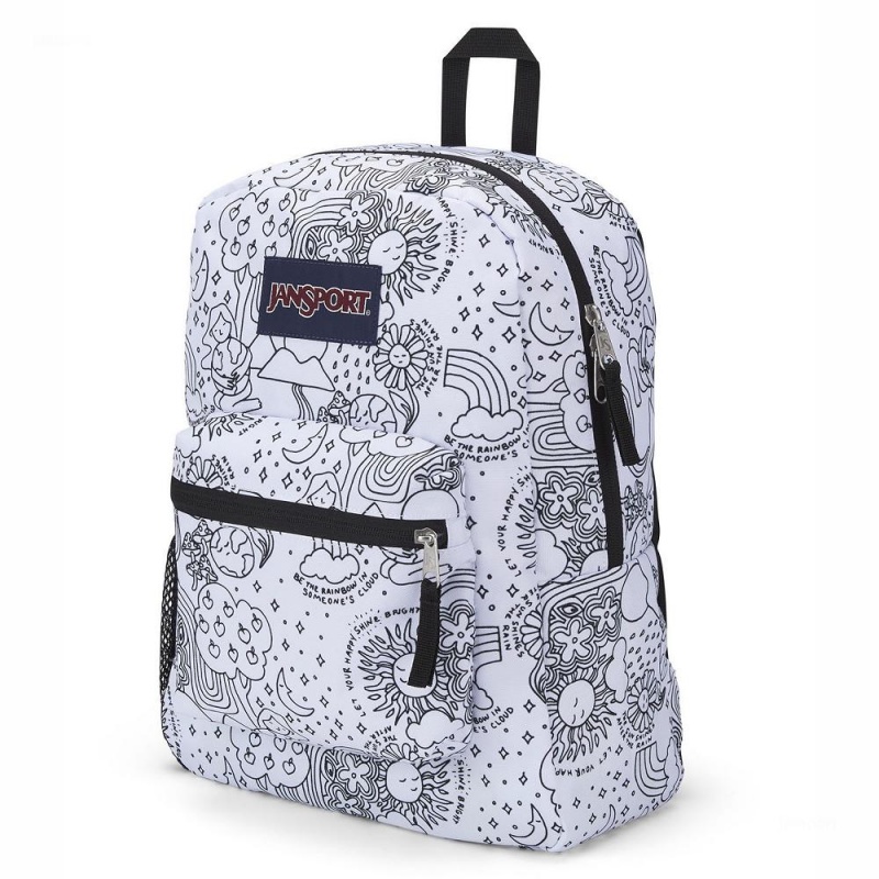 Plecaki szkolne JanSport CROSS TOWN Plecaki Białe Czarne | PLEAH25688