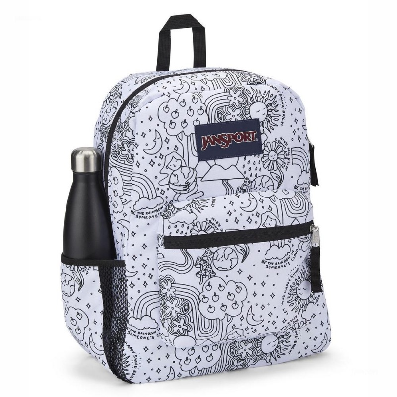 Plecaki szkolne JanSport CROSS TOWN Plecaki Białe Czarne | PLEAH25688