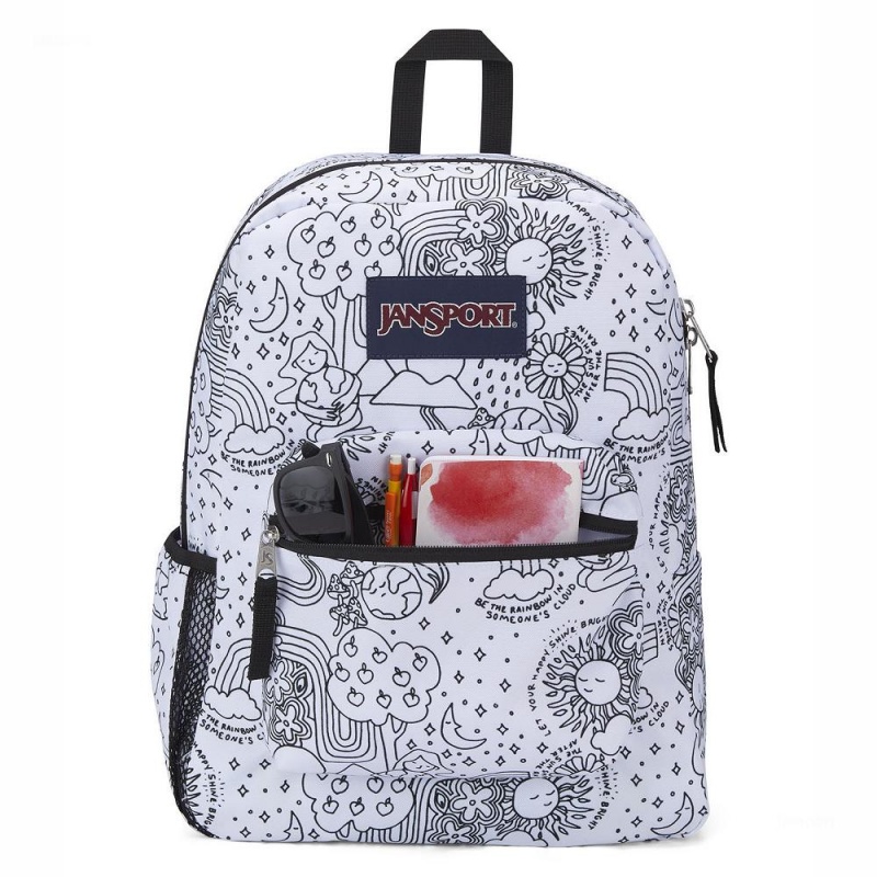 Plecaki szkolne JanSport CROSS TOWN Plecaki Białe Czarne | PLEAH25688