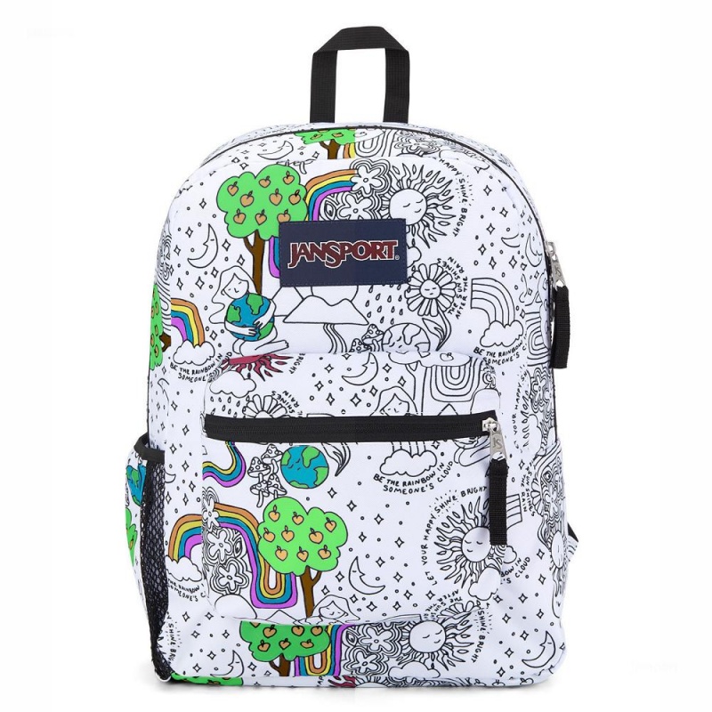 Plecaki szkolne JanSport CROSS TOWN Plecaki Białe Czarne | PLEAH25688