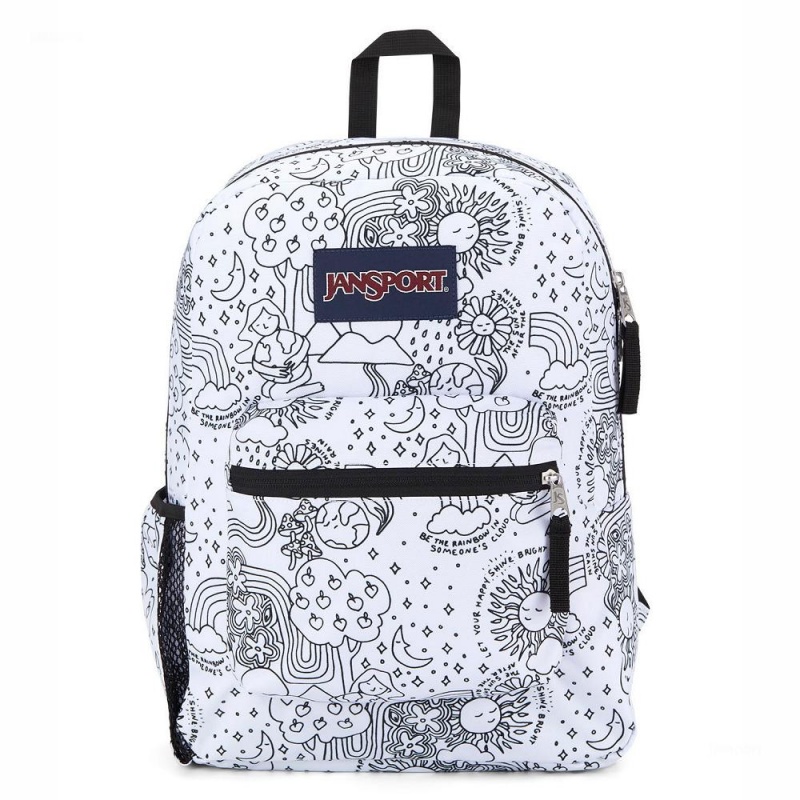 Plecaki szkolne JanSport CROSS TOWN Plecaki Białe Czarne | PLEAH25688