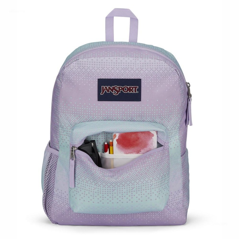 Plecaki szkolne JanSport CROSS TOWN Plecaki Fioletowe Zielone | PLQAV38073